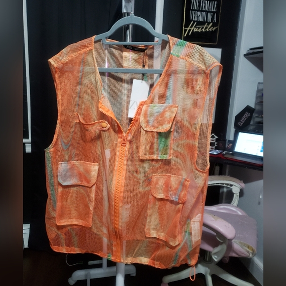 STRUCTURED MESH VEST ZARA Orange - Picture 3 of 15